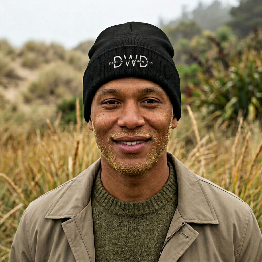 Embroidered 'DWD' Knit Beanie — Cuffed Winter Hat