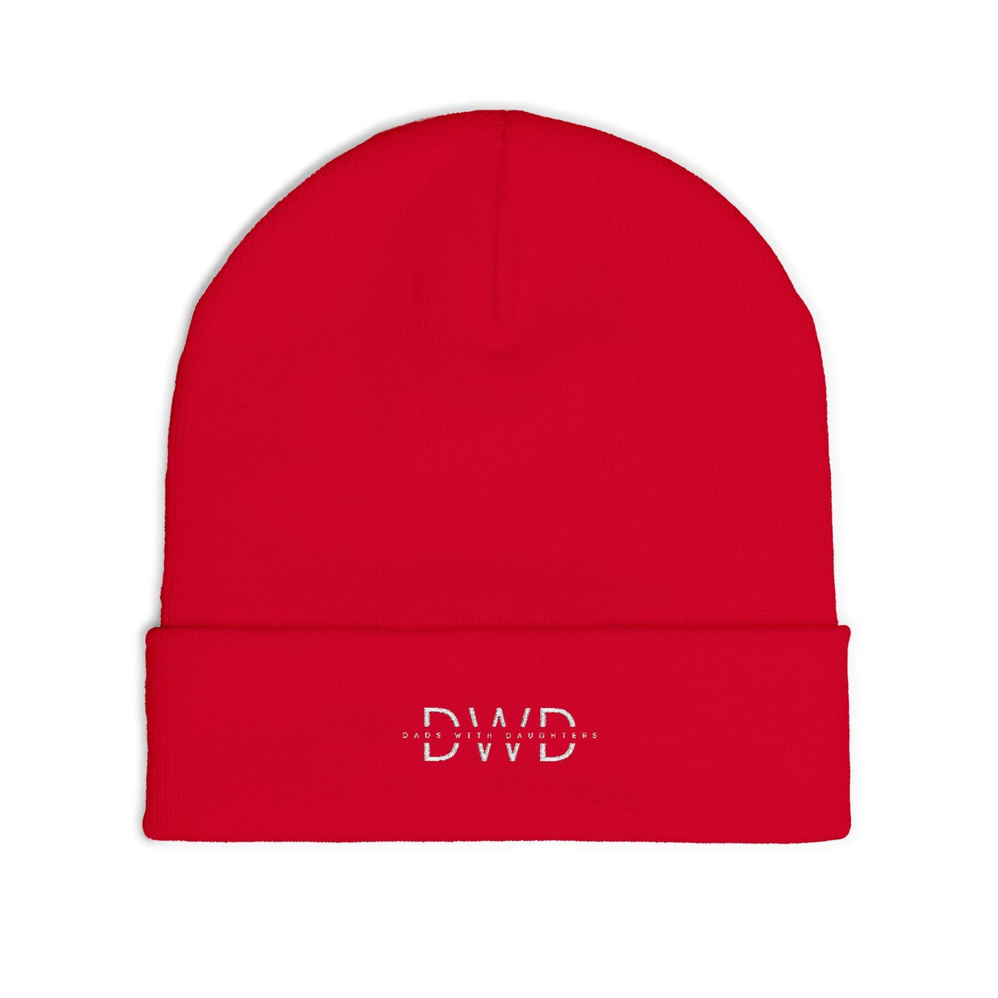 Embroidered 'DWD' Knit Beanie — Cuffed Winter Hat