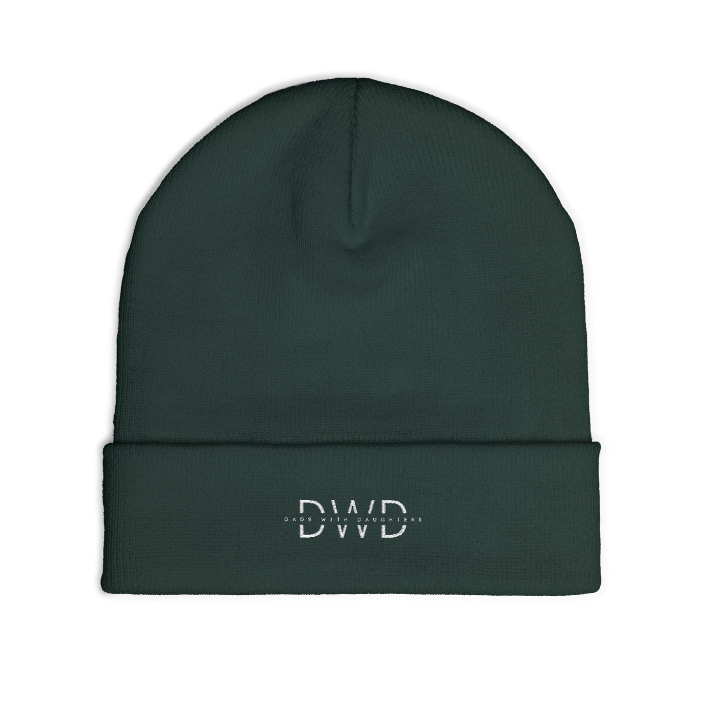 Embroidered 'DWD' Knit Beanie — Cuffed Winter Hat